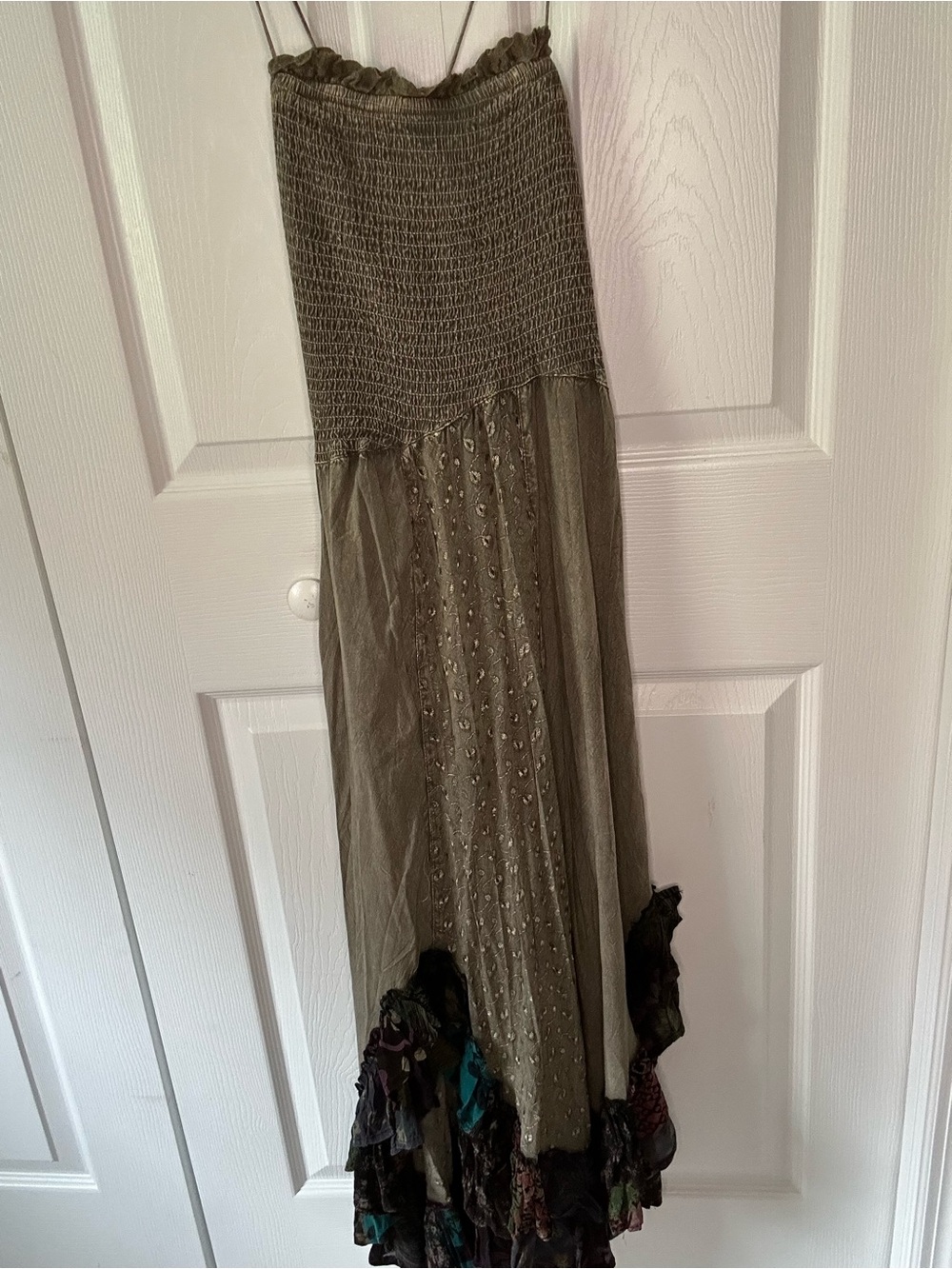 YOUNG THREADS NWT  Boho Maxi Dress Hi-Low Ruffle Embroidered Multicolor - Picture 6 of 16